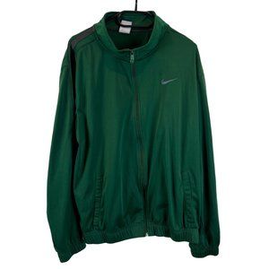 Nike Track Jacket Swoosh Logo Sportswear Full Zip Mock Neck Green Long Sleeve L